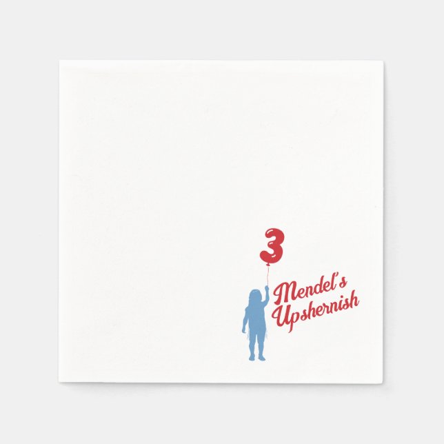 Blue Gingham Upshernish Personalisiert Napkin Serviette (Vorderseite)