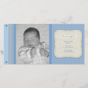 Blue Gingham Vintag Birth Ankündigung
