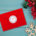 Blue Gingham Vintag Red Christmas Cars Runder Aufkleber<br><div class="desc">Eine festliche Aquarellgestaltung mit roten Oldtimer,  die farbenfrohe Weihnachtsgeschenke auf einem hellblauen und weißen Gingham-Muster tragen. Personalisieren Sie diese fröhlichen Aufkleber mit Ihrem Namen(en) und fügen Sie sie Ihren Weihnachtsbriefen und/oder Geschenken hinzu.</div>
