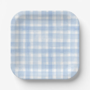 Blue Gingham Watercolor Paper Teller