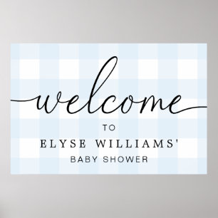 Blue Gingham Welcome Sign Poster