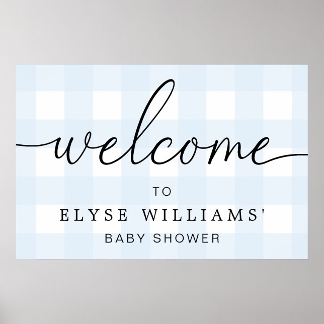 Blue Gingham Welcome Sign Poster (Vorne)