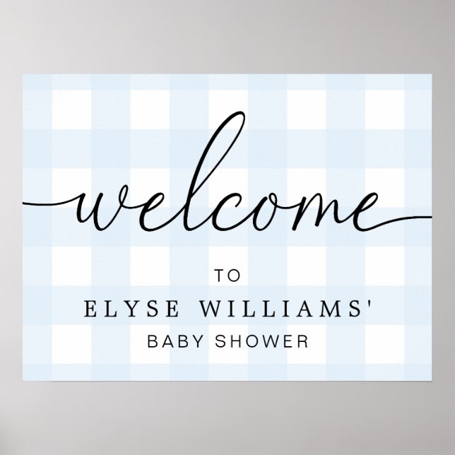 Blue Gingham Welcome Sign Poster (Vorne)