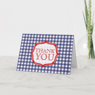 Blue Gingham with Red - Danke, Card Dankeskarte