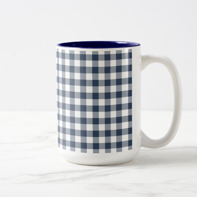 Blue Gingham Zweifarbige Tasse (Rechts)