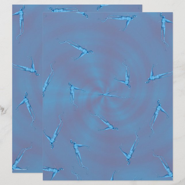 Blue Ginseng Man Scrapbook Paper 2-Sided Page (Vorne/Hinten)