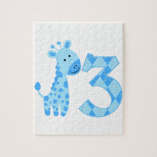 Blue Giraffe 3. Geburtstag Puzzle