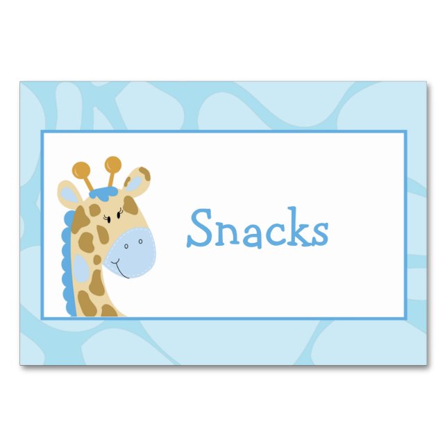 Blue Giraffe Custom Buffet Label Card Tischnummer (Vorderseite)