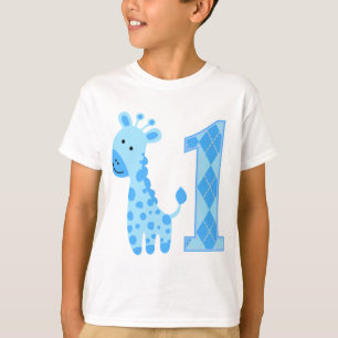 Blue Giraffe Erster Geburtstag T-Shirt