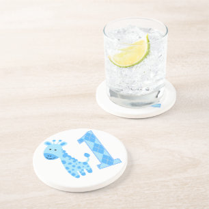 Blue Giraffe Erster Geburtstag Untersetzer