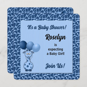 Blue Giraffe for Boys Baby Shower Einladung