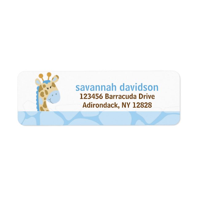 Blue Giraffe - individuelle Adressenmarken (Vorne)