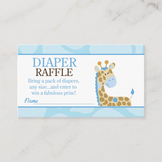 Blue Giraffe Jungle Baby Duwer Diaper Raffle Begleitkarte (Vorderseite)