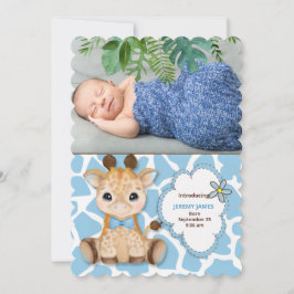 Blue Giraffe Jungle Theme Baby Ankündigung