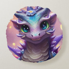Blue Girl Dragon Rundes Kissen