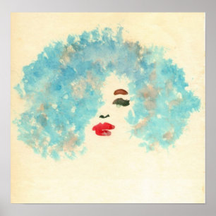 Blue Girl Print Poster