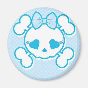 Blue Girly Skull Magnet