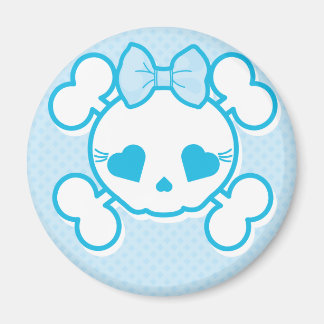 Blue Girly Skull Magnet