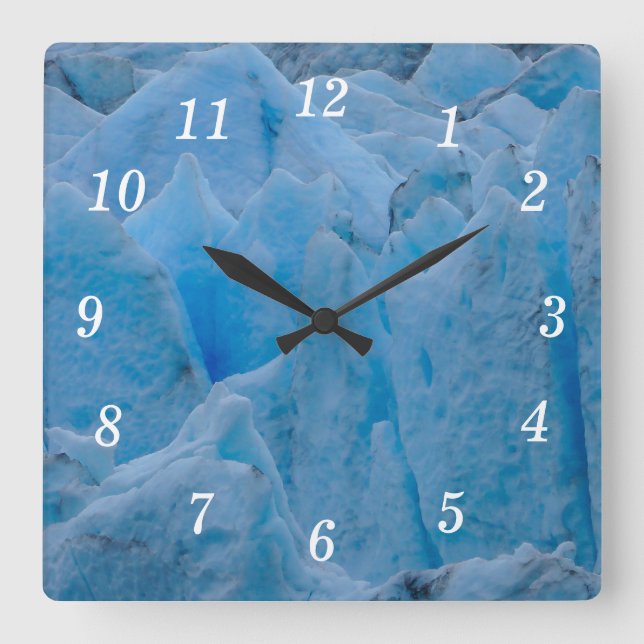 Blue Glacier Wall Clock Quadratische Wanduhr (Vorderseite)