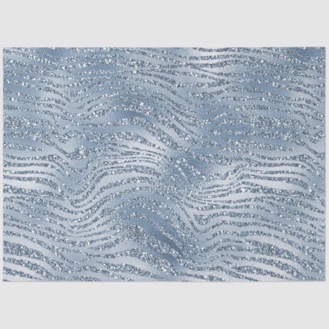 Blue Glam Glitzer Zebra Print Seidenpapier (Vorderseite)