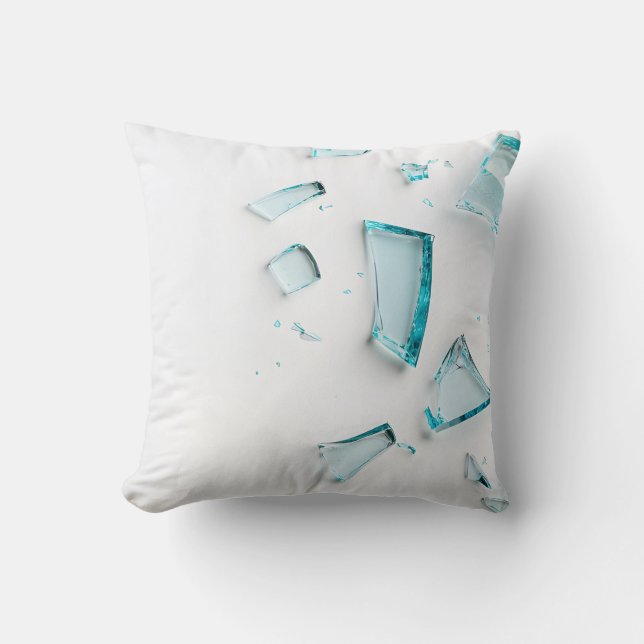 Blue Glass Shatter - Modernes Minimalistisches Kis Kissen (Vorderseite)