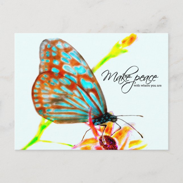 Blue Glassy Tiger Butterfly - Frieden schaffen Postkarte (Vorderseite)