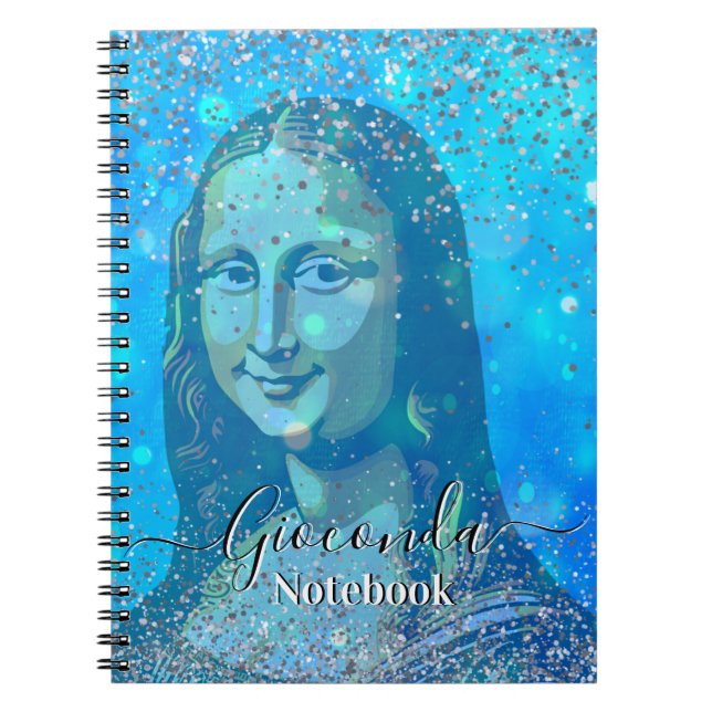 Blue Glitter Leonardo Da Vinci Gioconda Notizblock (Vorderseite)