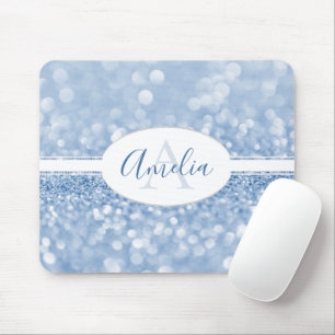 Blue Glitter Personalize Mouse Pad Mousepad