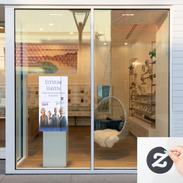 Blue Glitter Seniors Care Homes Peace Love Family Fensteraufkleber (Schaufenster)