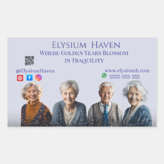 Blue Glitter Seniors Care Homes Peace Love Family Rechteckiger Aufkleber