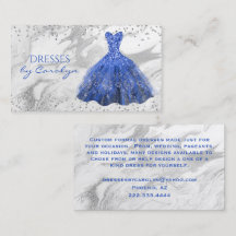 Blue Glittery Seamstress Business Card