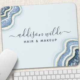 Blue Glitzer Agate Geode Luxe Chic Mousepad