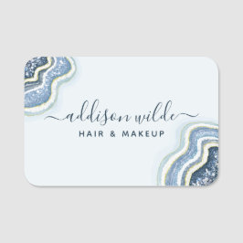 Blue Glitzer Agate Geode Luxe Chic Name Tag Namensschild
