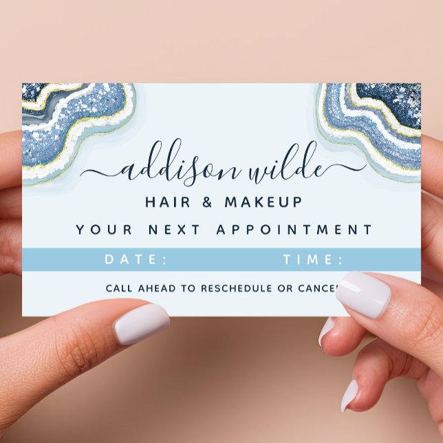 Blue Glitzer Agate Geode Luxe Chic Terminkarte (Von Creator hochgeladen)