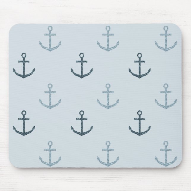 Blue Glitzer Anchors Mousepad (Vorne)