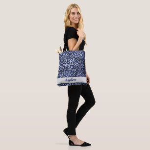 Blue Glitzer Animal Print Glam Wave Personalisiert