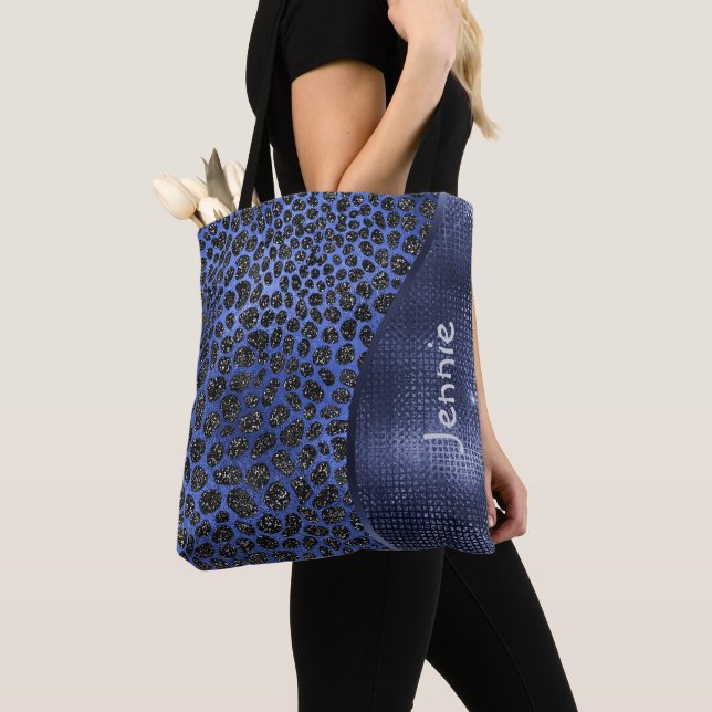 Blue Glitzer Animal Print Glam Wave Personalisiert (Von Nahem)