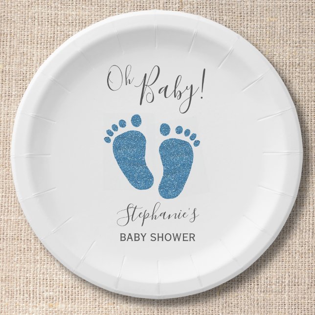Blue Glitzer Baby Feet Babydusche Pappteller (Von Creator hochgeladen)