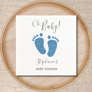 Blue Glitzer Baby Feet Babydusche Serviette