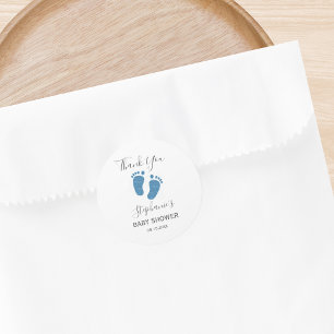 Blue Glitzer Baby Feet Vielen Dank Runder Aufkleber