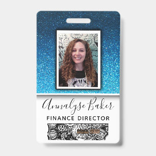 Blue Glitzer Beruflich CNA Nurse Foto Name Ausweis