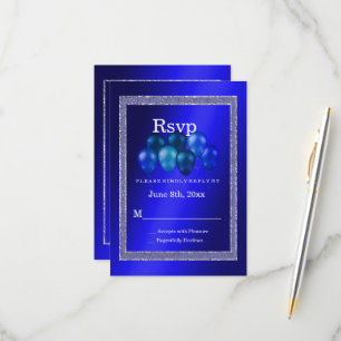 Blue Glitzer & Birthday Balloons RSVP Card Karte