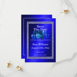 Blue Glitzer & Birthday Balloons Save The Date