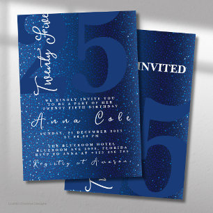 Blue Glitzer Birthday Sparkling Glam Party Einladung