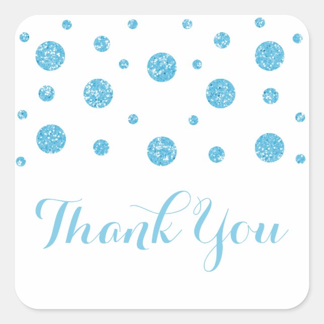 Blue Glitzer Confetti Wedding Danke Stickers (Vorderseite)