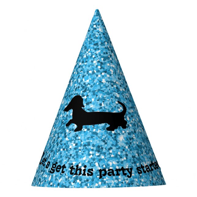 Blue Glitzer Dackel Party Hats Partyhütchen (Vorderseite)