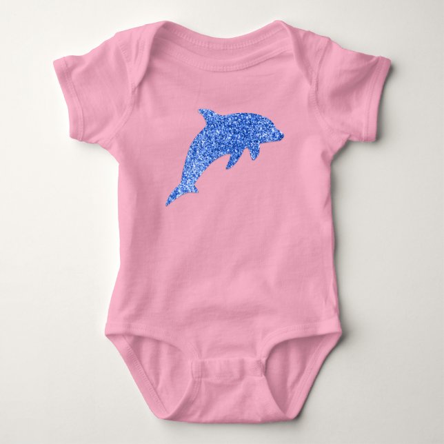 Blue Glitzer Dolphin Baby Strampler (Vorderseite)