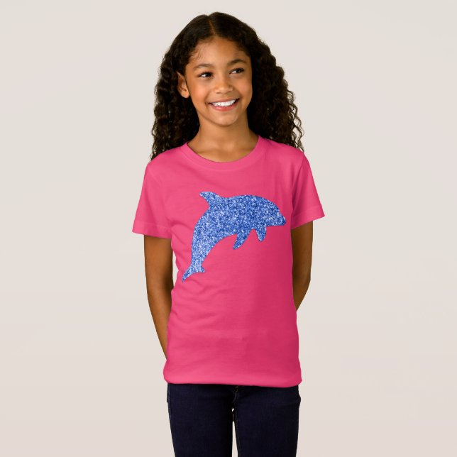 Blue Glitzer Dolphin T-Shirt (Vorne ganz)