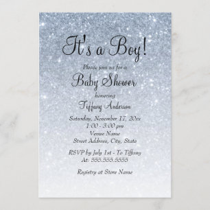 Blue Glitzer Es ist eine Boy Baby Dusche Einladung