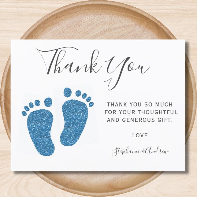 Blue Glitzer Feet Baby Dusche Vielen Dank Postkarte (Von Creator hochgeladen)